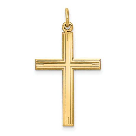 Engravable Latin Cross Charm Pendant in Real 14k Yellow Gold