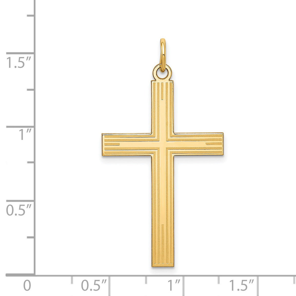 Engravable Latin Cross Charm Pendant in Real 14k Yellow Gold