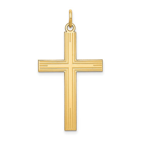 Engravable Latin Cross Charm Pendant in Real 14k Yellow Gold