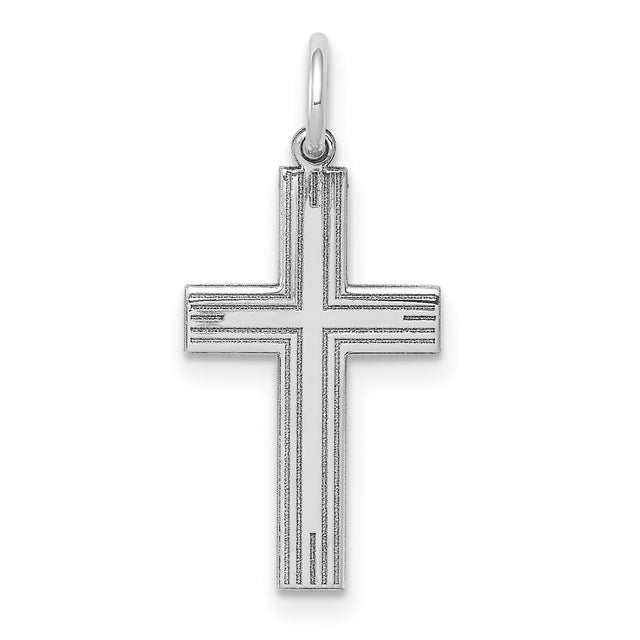 Latin Cross Charm Pendant in Real 14k White Gold