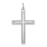 Engravable Latin Cross Charm Pendant in Real 14k White Gold