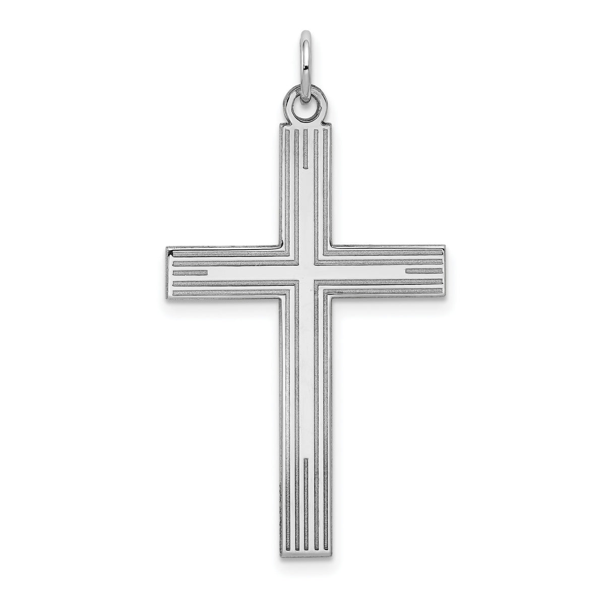 Engravable Latin Cross Charm Pendant in Real 14k White Gold