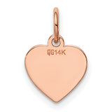 QG- Plain .011 Gauge Engravable Heart Disc Charm Pendant in Real 14k Rose Gold