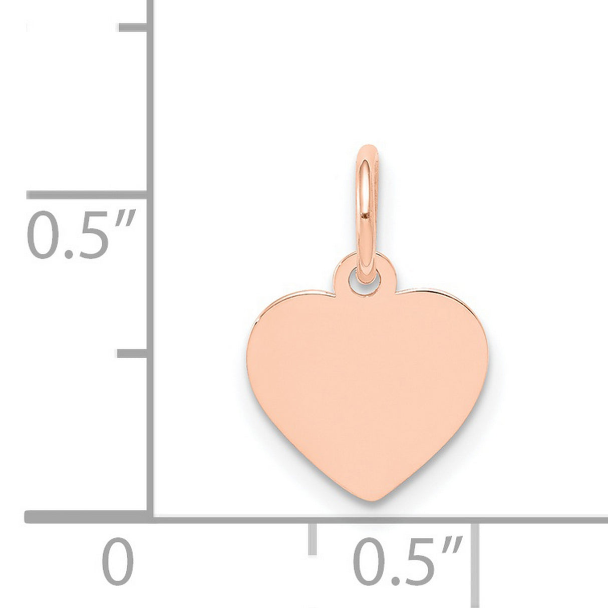 QG- Plain .011 Gauge Engravable Heart Disc Charm Pendant in Real 14k Rose Gold