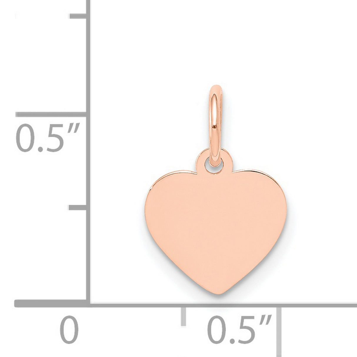 14k Rose Gold Heart Pendant Charm, Flat Polished Engravable Disc, Minimalist Love Symbol