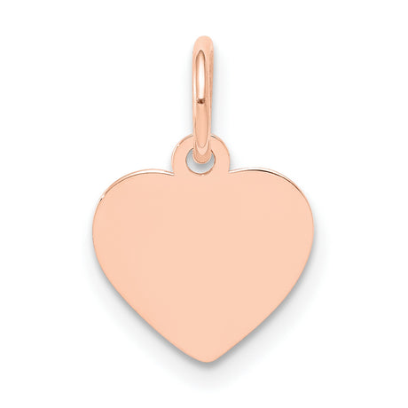 14k Rose Gold Heart Pendant, Smooth Polished Engravable Disc Charm for Women