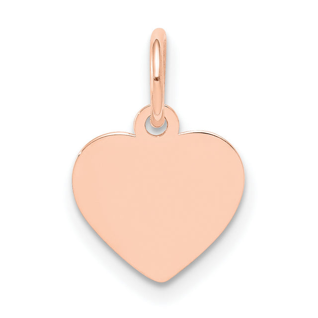 QG- Plain .011 Gauge Engravable Heart Disc Charm Pendant in Real 14k Rose Gold