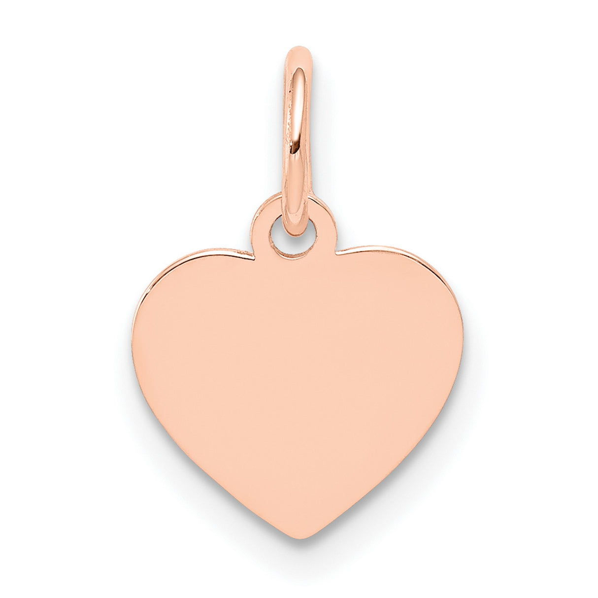 14k Rose Gold Heart Shaped Pendant, Minimalist Flat Disc Charm for Women