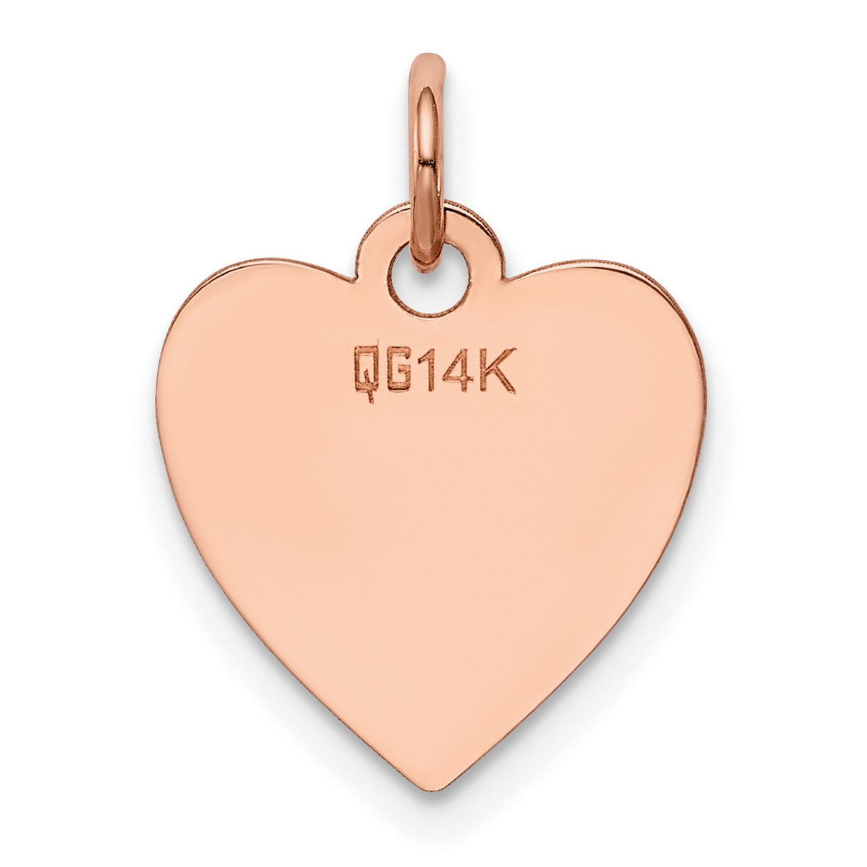 14k Rose Gold Heart Pendant Charm, Minimalist Engravable Disc Jewelry for Women