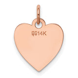14k Rose Gold Heart Pendant, Polished Engravable Charm, Minimalist Love Symbol Jewelry for Women