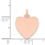 14k Rose Gold Heart Pendant, Polished Engravable Charm, Minimalist Love Symbol Jewelry for Women