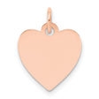 14k Rose Gold Heart Pendant Charm, Minimalist Engravable Disc Jewelry for Women
