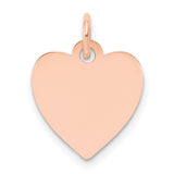 14k Rose Gold Heart Pendant Charm, Minimalist Engravable Disc Jewelry for Women