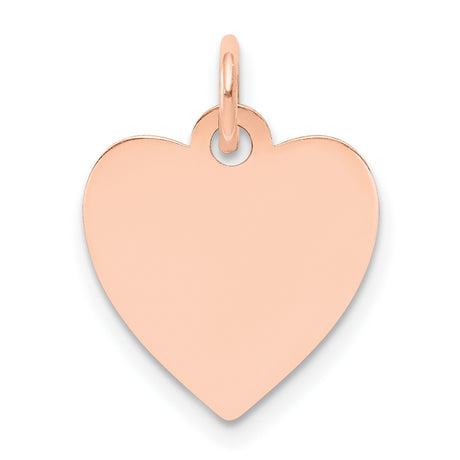 14k Rose Gold Heart Pendant Charm, Minimalist Engravable Disc Jewelry for Women