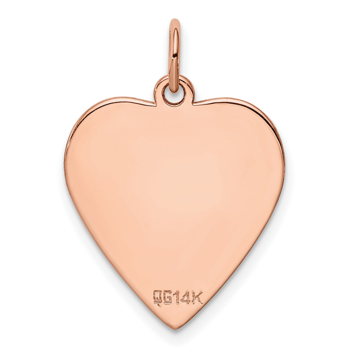 14k Rose Gold Heart Pendant Charm, Polished Flat Disc, Minimalist Love Symbol for Women