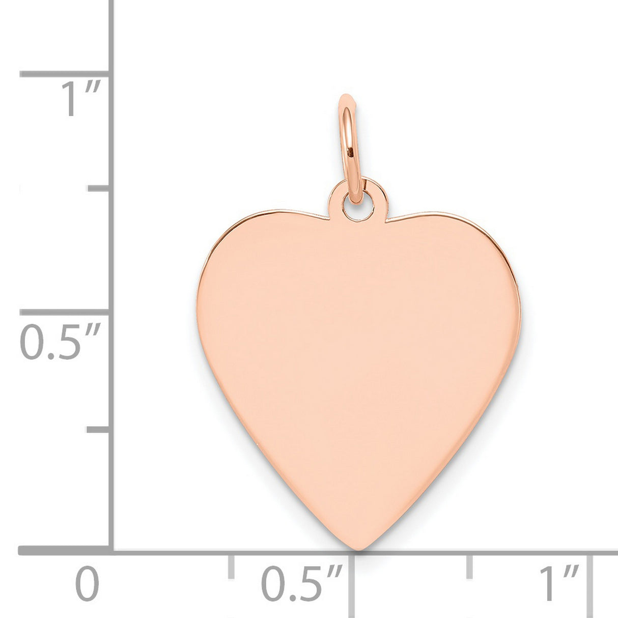 14k Rose Gold Heart Pendant Charm, Polished Flat Disc, Minimalist Love Symbol for Women