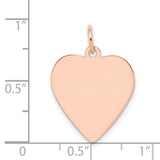 14k Rose Gold Heart Pendant with Polished Surface, Minimalist Engravable Charm for Women