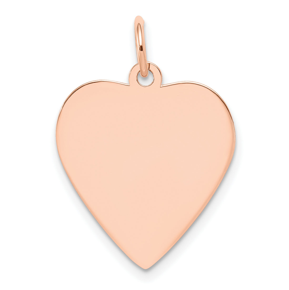 14k Rose Gold Heart Pendant Charm, Polished Flat Disc, Minimalist Love Symbol for Women