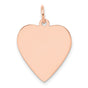 14k Rose Gold Heart Pendant with Polished Surface, Minimalist Engravable Charm for Women