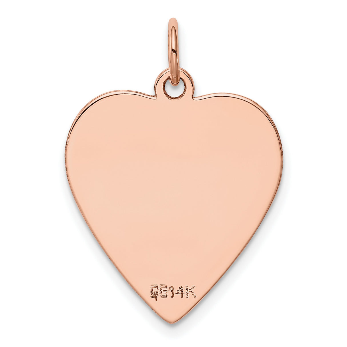 14k Rose Gold Heart Pendant, Polished Disc Charm with Smooth Finish for Women