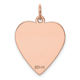 14k Rose Gold Heart Pendant, Polished Disc Charm with Smooth Finish for Women