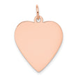 14k Rose Gold Heart Pendant, Polished Disc Charm with Smooth Finish for Women