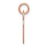 14k Rose Gold Heart Pendant Charm with Lock-Inspired Top, Polished Engravable Design