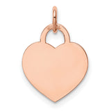 14k Rose Gold Heart Pendant Charm with Lock-Inspired Top, Polished Engravable Design