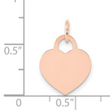 14k Rose Gold Heart Pendant Charm with Lock-Inspired Top, Polished Engravable Design