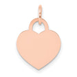 14k Rose Gold Heart Pendant Charm with Lock-Inspired Top, Polished Engravable Design