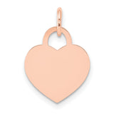 14k Rose Gold Heart Pendant Charm with Lock-Inspired Top, Polished Engravable Design
