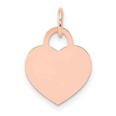 14k Rose Gold Heart Pendant, Padlock Charm with Smooth Engraving Surface, Romantic Style for Women
