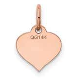 14k Rose Gold Heart Pendant Charm with Smooth Engravable Surface, Minimalist Design for Women