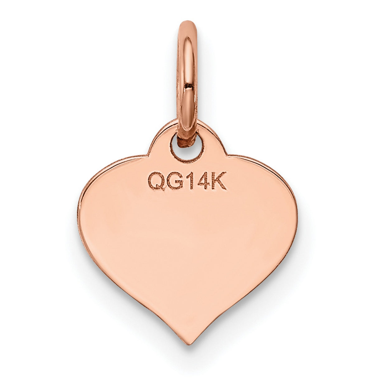 QG- Heart Disc Charm Pendant in Real 14k Rose Gold