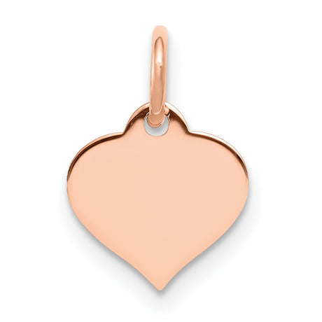 14k Rose Gold Heart Pendant Charm with Smooth Engravable Surface, Minimalist Design for Women