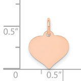 QG- Heart Disc Charm Pendant in Real 14k Rose Gold