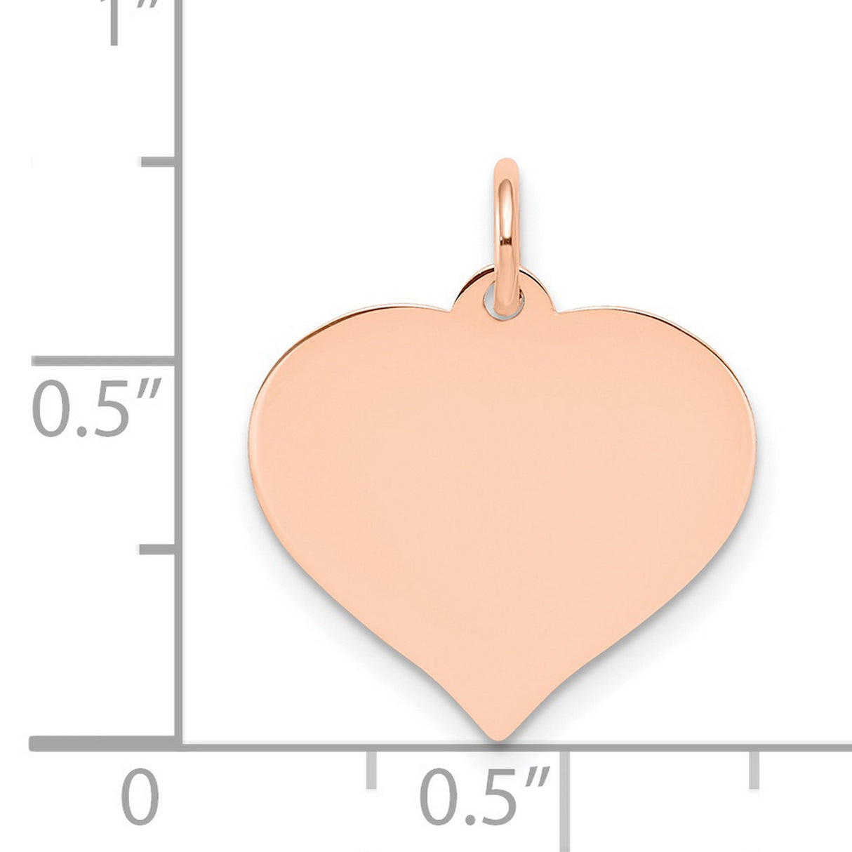14k Rose Gold Heart Pendant, Polished Engravable Disc Charm, Minimalist Romantic Jewelry for Women