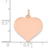 14k Rose Gold Heart Pendant, Polished Engravable Disc Charm, Minimalist Romantic Jewelry for Women