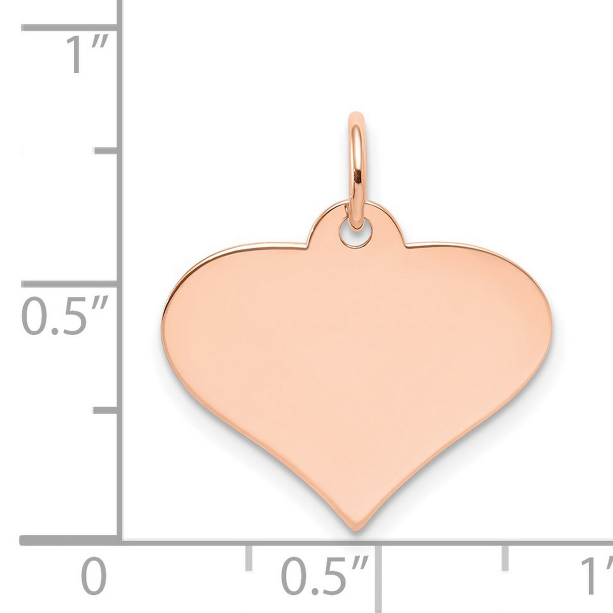 14k Rose Gold Heart Pendant Charm, Polished Engravable Disc for Women