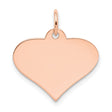 14k Rose Gold Heart Pendant Charm, Polished Engravable Disc for Women