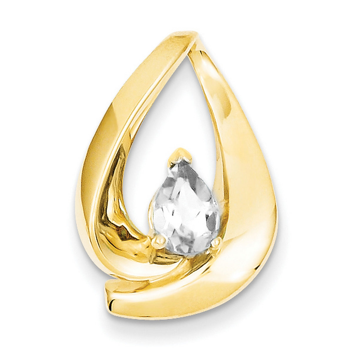 Pear Moissanite Slide Chain Slide Charm Pendant in Real 14k Yellow Gold