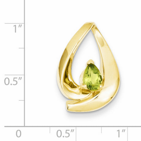 7x5mm Pear Peridot slide Charm Pendant in Real 14k Yellow Gold