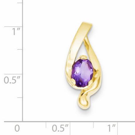 8x6mm Oval Amethyst slide Charm Pendant in Real 14k Yellow Gold