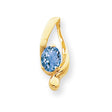 8x6mm Oval Blue Topaz Checker slide Charm Pendant in Real 14k Yellow Gold