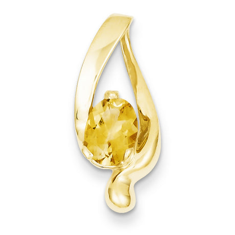 8x6mm Oval Citrine slide Charm Pendant in Real 14k Yellow Gold