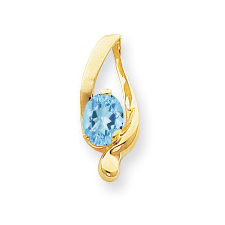 8x6mm Oval Tanzanite slide Charm Pendant in Real 14k Yellow Gold