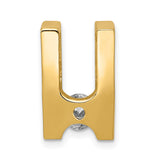 14k Yellow Gold Pendant with Diamond Accent, Modern U Shape, Minimalist Unisex Design