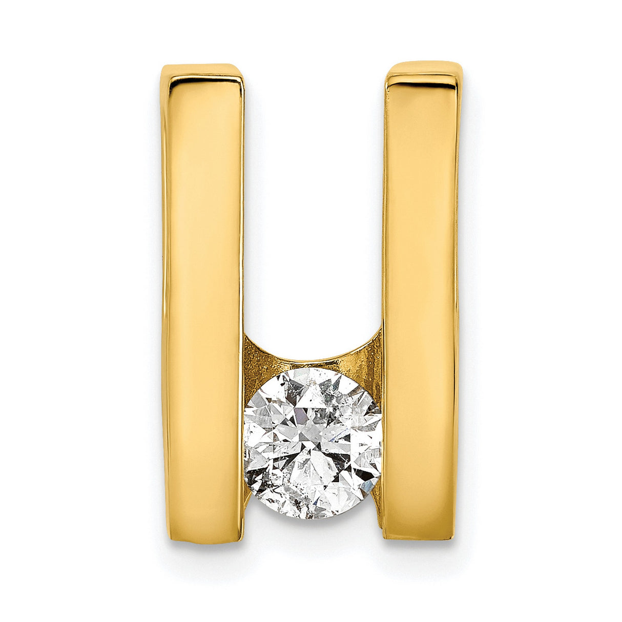 14k Yellow Gold H Pendant with Diamond Accent, Modern Letter Charm