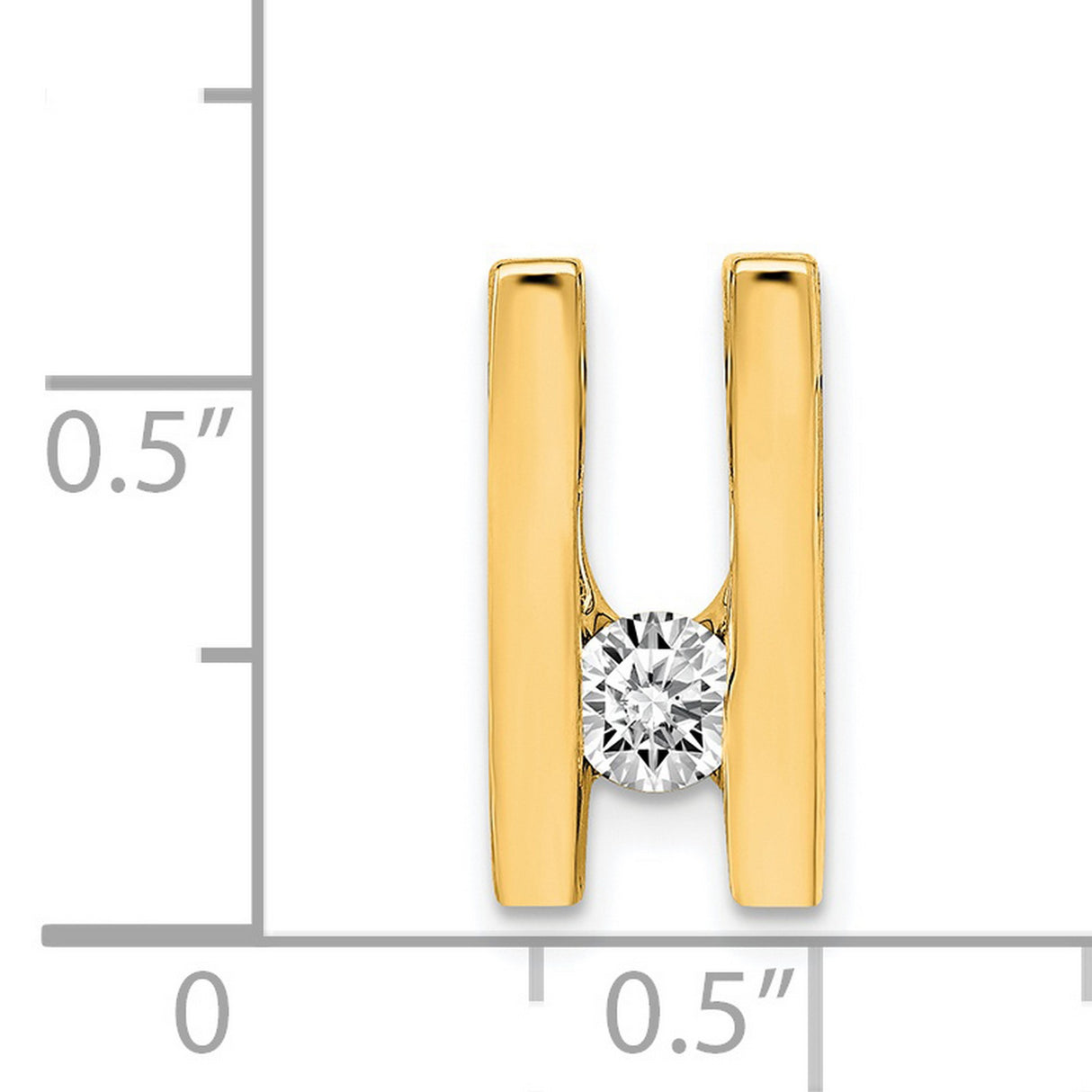 A 4.1mm Diamond Slide Charm Pendant in Real 14k Yellow Gold