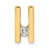 AA 4.1mm Diamond Slide Charm Pendant in Real 14k Yellow Gold